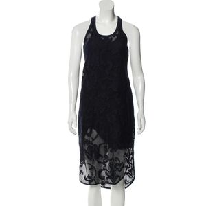 Rag & Bone Navy Mesh Midi Length Dress - XXS